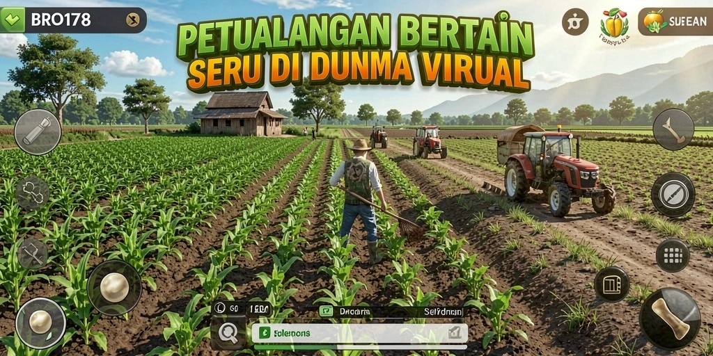 Screenshot utama menampilkan gameplay bertani yang menyenangkan.